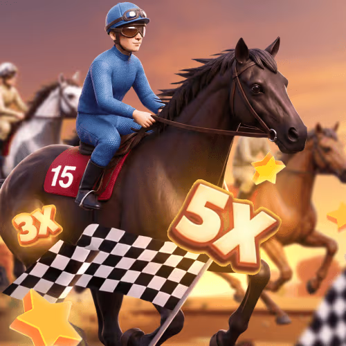 Jeu de course de chevaux avec multiplicateurs de gains.