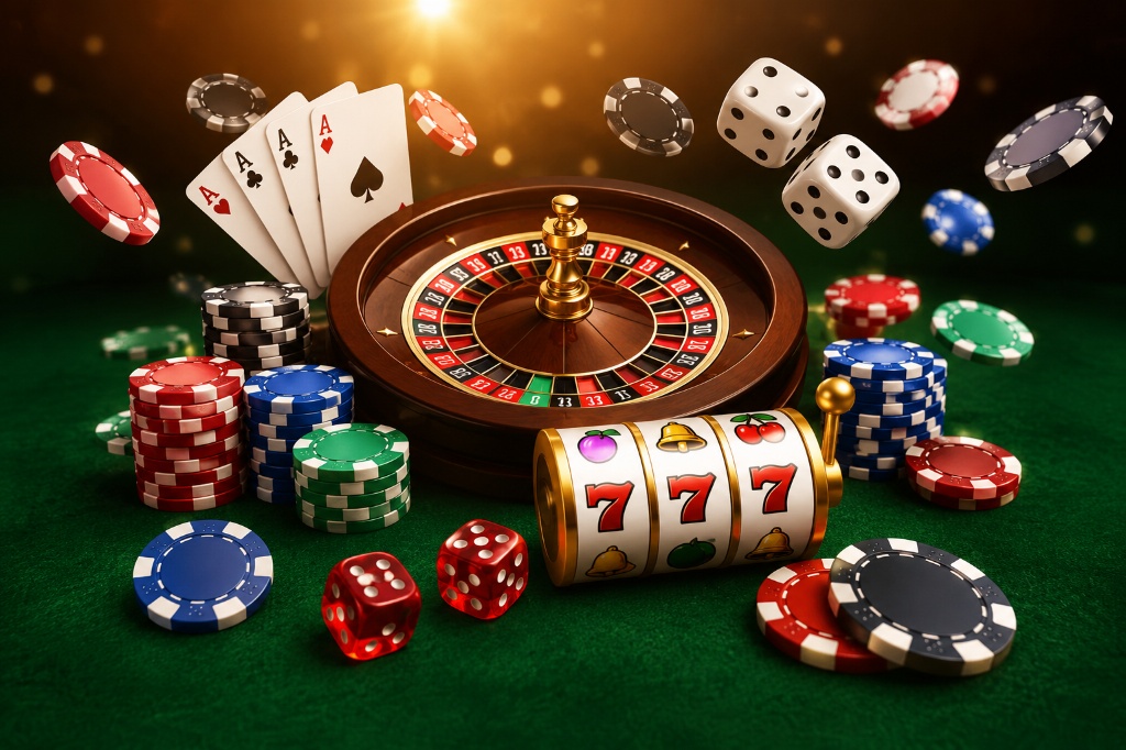 Au centre trône une roue de roulette en bois brillant avec sa tourelle dorée.