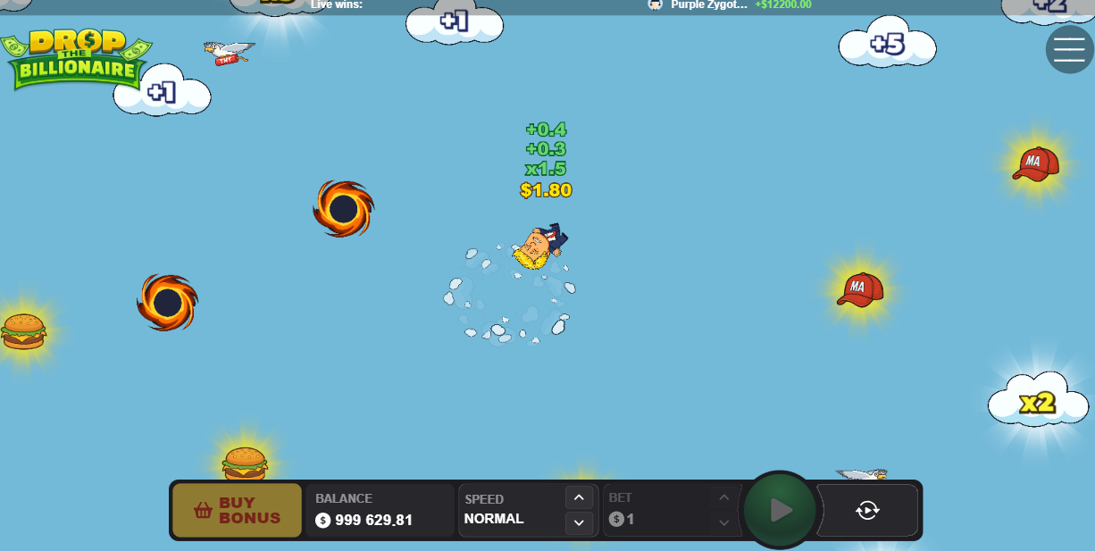 Chute de Drop The Billionaire entre les nuages et les multiplicateurs