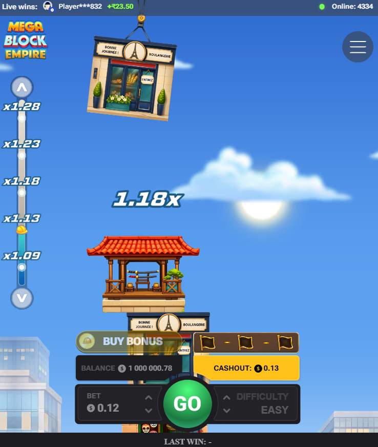 MegaBlock Empire sur mobile en affichage vertical