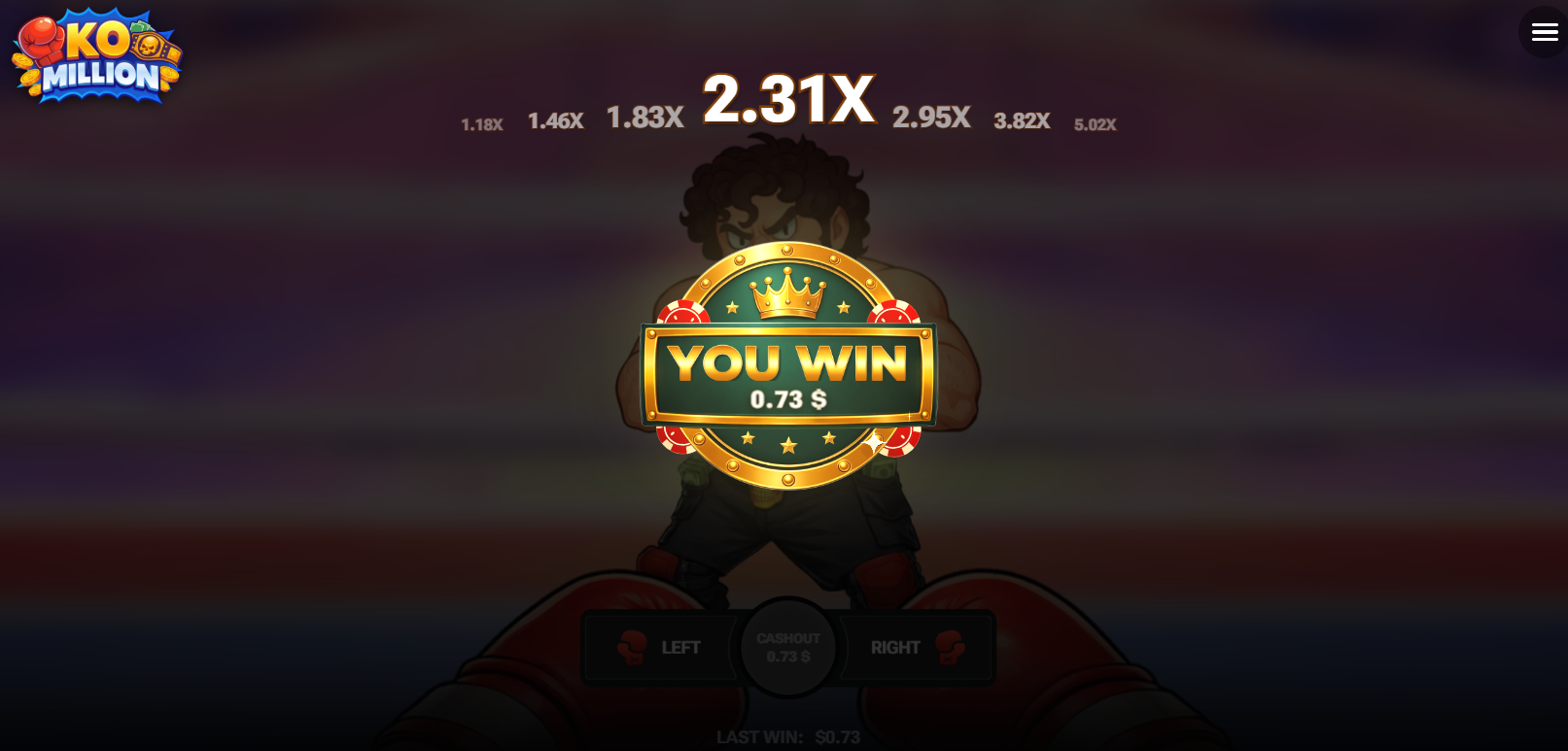 Écran You Win de KO Million après un encaissement
