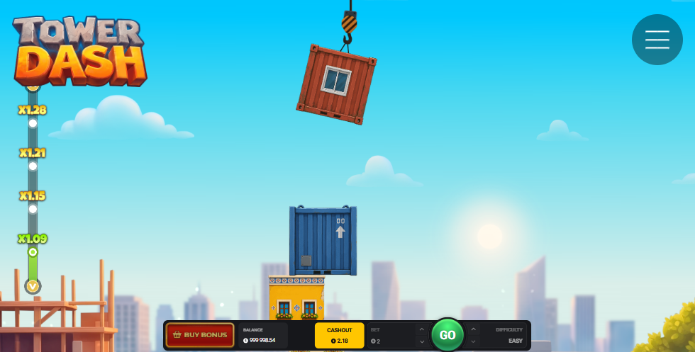 Grue de Tower Dash tenant un conteneur au-dessus de la tour