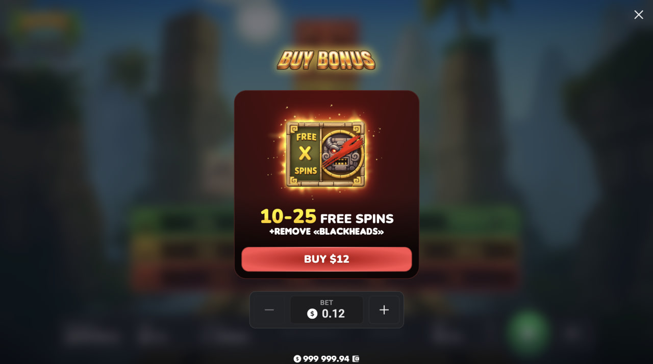 Carte Bonus Buy d'Aztec Totem annonçant 10 à 25 Free Spins